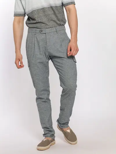 Брюки-карго из смеси льна и эластичного хлопка